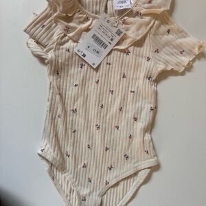 Zara Cream Floral Bodysuit NWT